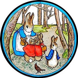Static Window Cling in Beatrix Potter's Mrs Bunny and Peter in the Woods Design