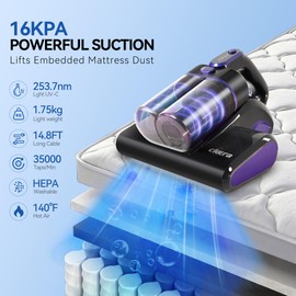 Mattress Vacuum Cleaner,16KPa Bed Vacuum with 140°F Hot Air
