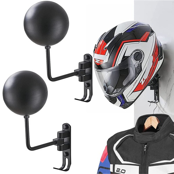 Helmet Holder 2 Pack, Motorcycle Helmet Rack, Helmet Stand Wall