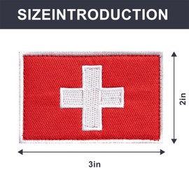 JBSJBS Switzerland Flag Embroidered Patches Swiss Flags Patch Switzerland Military Tactical Patch Team Logo Decorations(2Pack)