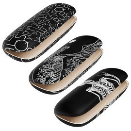 NPOOYI 3 Pack Eyeglasses Case, Hard Shell Protective Case for Glasses, Unisex for Women Men, Eyeglass Holder Box with Cleaning Cloth,Black