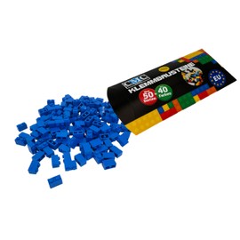 CMC imports 50 Clamping Blocks, Building Blocks, 1 x 2 Nubs, Compatible, Free Selection, 34 Colours (663 - Blue)