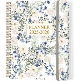 Planner 2025-2026 - Weekly & Monthly Planner from July 2025 to June 2026, Agenda 2025 2026 with Inner Pocket, Elastic Band, 8.5" x 11", Crushed Flower