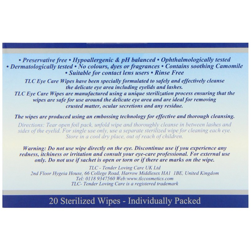 TLC Eye Care Wipes Adults 20's