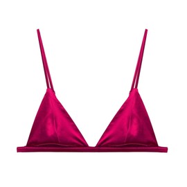 SilRiver - Brasier de satén de seda para mujer, con diseño de triángulo, de copa suave, sin cables, suave y cómodo, Violeta rosa, XS