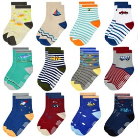 ELUTONG Toddler Baby Grip Socks-Cute Kid's Non Slip Socks-12 Pairs Of Baby’s Socks Suitable Baby Kids Aged 3-5 Years