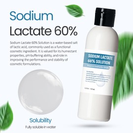 Sodium Lactate 60% (16 Ounce / 472 mL), Sodium Lactate Liquid for Soap and Lotion Making Natural Preservative and Buffering Agent, Natural Humectant Harder Bar of Soap