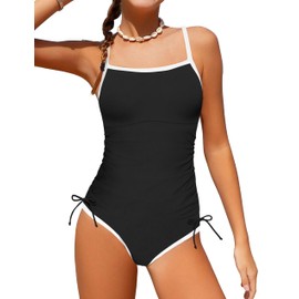 TyeSmo Girls Swimsuits Size 10-12 One Piece Bathing Suits Size 10-12 Color Block Strap Swimwear Swimsuits for Girls 10 12 Drawstring Bathing Suit for Girl