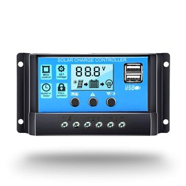 20A PWM Solar Charge Controller 12V/24V Intelligent Regulator Auto Paremeter Adjustable LCD Display with USB Output 5v/2A Max