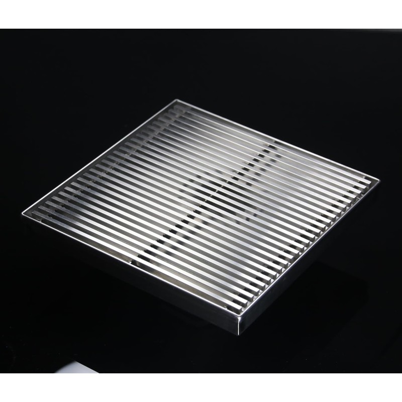 Sharpeye 8 Inch Square Shower Drain with Wedge Wire Grate,