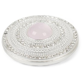 styleBREAKER 05050082 Women's Magnetic Jewellery Brooch Round with Rhinestones and Large Pearl for Scarves, Scarves or Ponchos, Pendant, silver / white