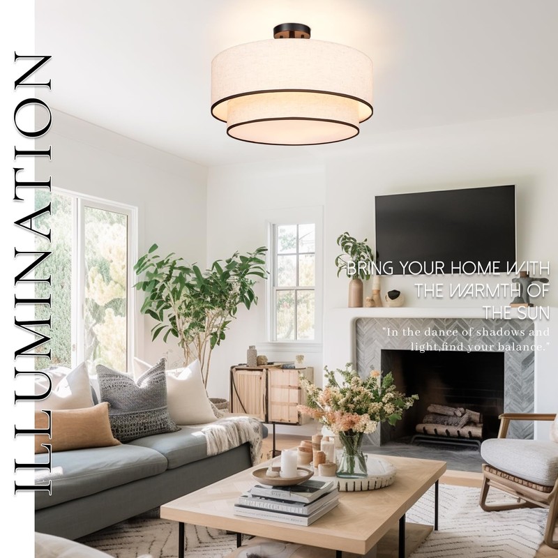Hamilyeah 20 inch Semi Flush Mount Ceiling Light Fixture with