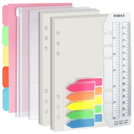 Harphia A6 6-Hole Staple Filler Set Value Pack, 90 Sheets Paper with Stickers and Dividers, Planner Inserts with Notebook Pockets for A6 Refillable Notebook - Blank