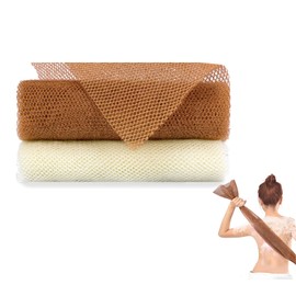 African Net Sponge, African Exfoliating Net Long Bath Net Bathing Body Exfoliating Shower Body Back Scrubber Skin Smoother for Daily Use, 80×30cm (Coffee +Beige)