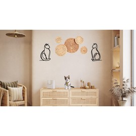 Celercrownv Minimalist Cat Metal Wall Art - 2 Pcs Cute Line Art Cat Silhouette Decorations for the Home Indoor & Outdoor Decor