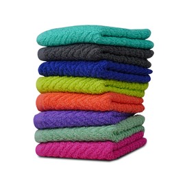 ZUPERIA - Juego de 8 paños de lavado en zigzag de 12 x 12 pulgadas, muy absorbentes y suaves para rostro, toallas de gimnasio, calidad de spa, toallas reutilizables multiusos (surtidos)