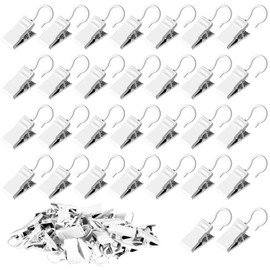 30 Pcs Curtain Clips with Hooks, Heavy-Duty Metal Hook Clip Curtain Hangers Clip Small Metal Shower Clip Hook Party Awning Lights Hanger Hooks Stainless Steel for Hanging