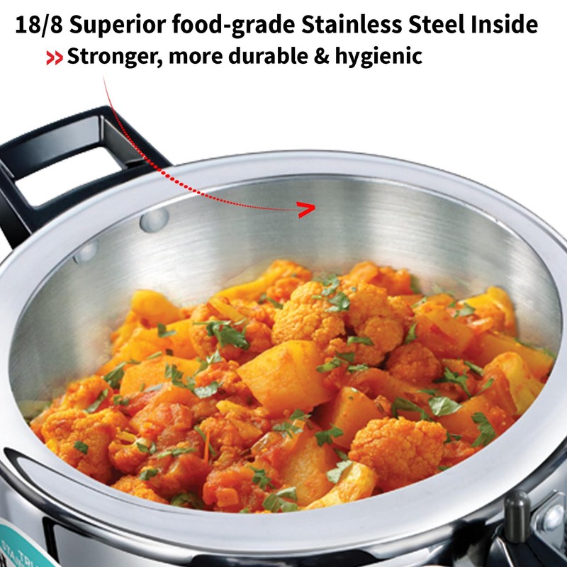 Hawkins 3.5 Litre Triply Stainless Steel Pressure Cooker, Inner Lid