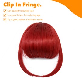 Clip in Fringe, Clip in Bangs for Women Hair Extensions with Temples Hairpieces, Fashion Wispy Bangs Fringe Air Bangs Clip for Daily Wear Y7LHJFP (red)