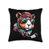 Ice Hockey Hamster Coolest Player Ever Throw Pillow