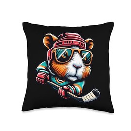 Ice Hockey Hamster Coolest Player Ever Throw Pillow