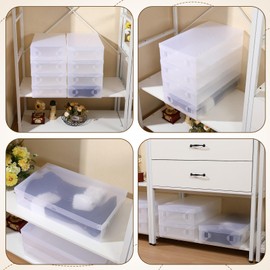 Sintuff 12 Pack Large Boot Storage Boxes with Lids for Tall Boots 20.5" x 11.8" x 4.5" Stackable Clear Plastic Shoe Organizer Container Space-saving Shoe Storage Box for Sneakers and High Heels