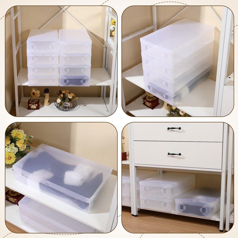 Sintuff 12 Pack Large Boot Storage Boxes with Lids for