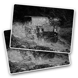 2 x 7.5cm Rectangle Stickers - 4x4 Car Driving Off Road Farmer Decals 35467