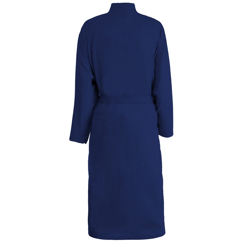 Brandsseller Unisex Bathrobe, Cotton, Lightweight, Dressing Gown, Waffle Pique, navy