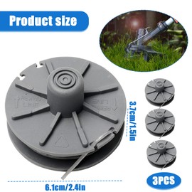 Funmo 3 pieces grass trimmer thread spool, replacement thread spool 5307-20 for Gardena turbo trimmer; replacement part for grass trimmer Easycut 9805, 9806, 9807, 9808, 9809, 9827, 8846, 8847, 8848,