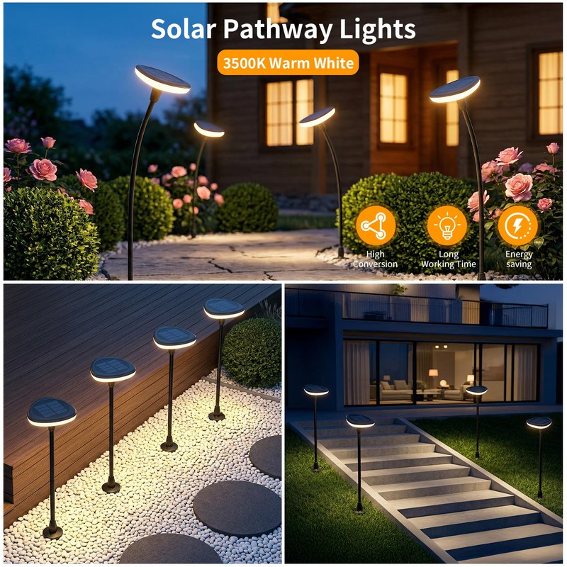 Solar Pathway Lights Outdoor, 4 Pack Solar Powered Garden Lights