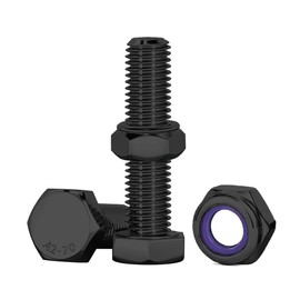 Drenky Bolts and Nuts Set Black M8 Nuts and Bolts Assortment 304 Stainless Steel Hex Bolts and Lock Nuts M8 x 40mm Machine Screws and Nut for Machinery, Furniture, Car, Bike, 3D Printing, 10 Pcs