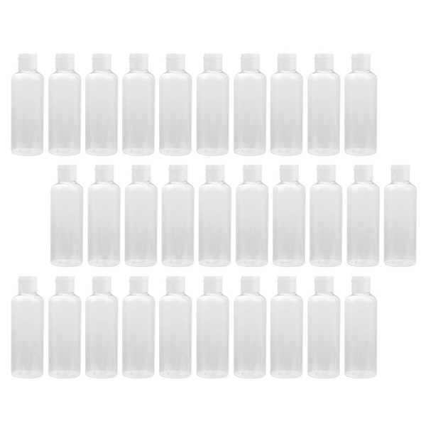HEALLILY 30 Pack Empty Clear Travel Bottles 100ml Mini Bottles Reusable Refillable Cosmetic Bottles Plastic Leakproof, White