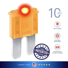 CARAX Glow Fuse – Premium Fuse Micro 2 Blade APT/ATR – 5A Kit 10 pcs – Glow When Blown LED Automotive Fuse – Smart Auto Glow Fuse Easy Identification – 10 pcs