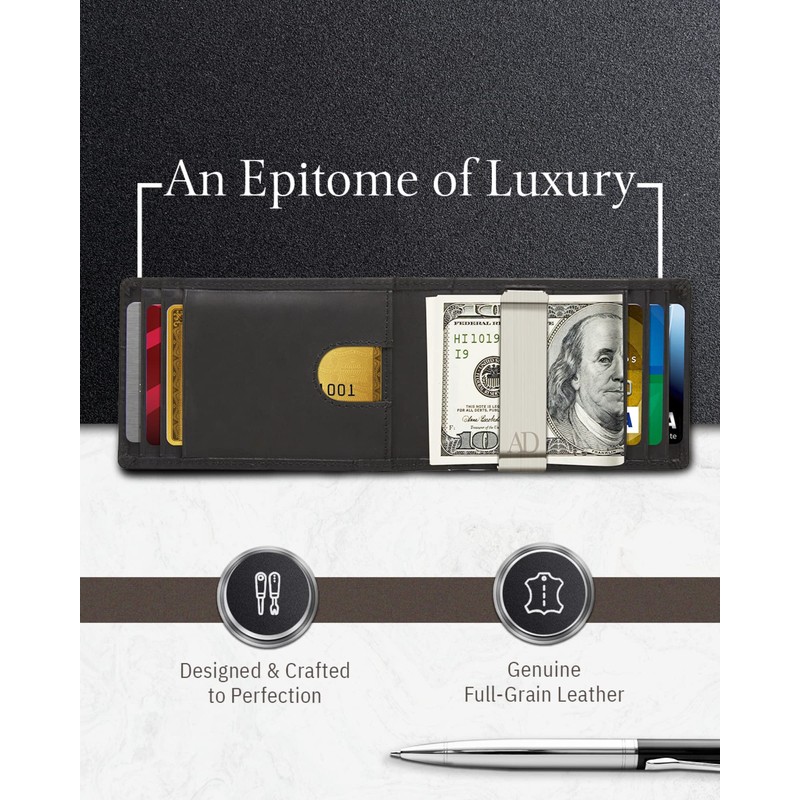 Access Denied Slim Bifold Wallets For Men - Black Crazyhorse