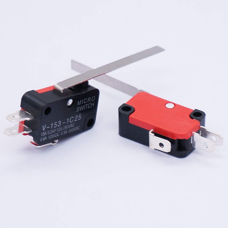 Twidec/6Pcs Micro Limit Switch Long Straight Hinge Lever Arm SPDT