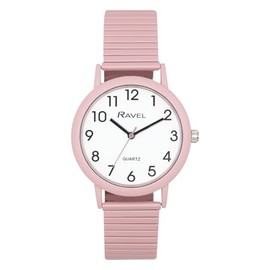Ravel - Fashionable wristwatch for women in pastel colours with expander strap - analogue quartz - R0237, pink, Bracelet
