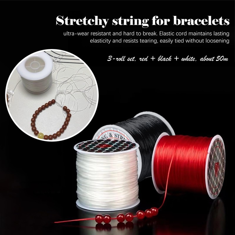 Bracelet Elastic Beading String Cord Thread Making for Bracelets, 0.8MM