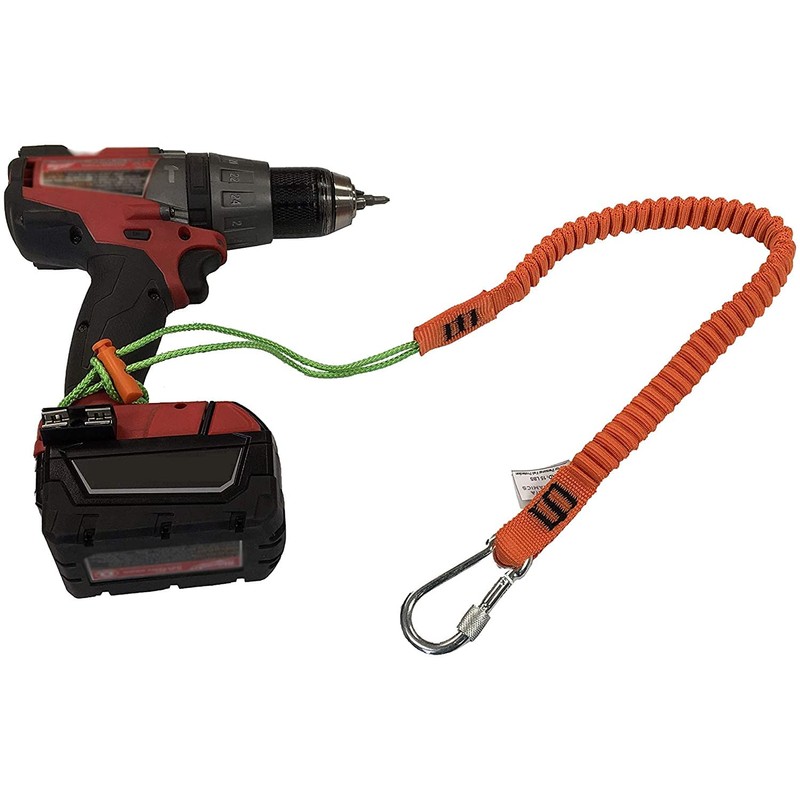 Malta Dynamics Tool Tether Lanyard with Carabiner Attachment, 53" Expansion,