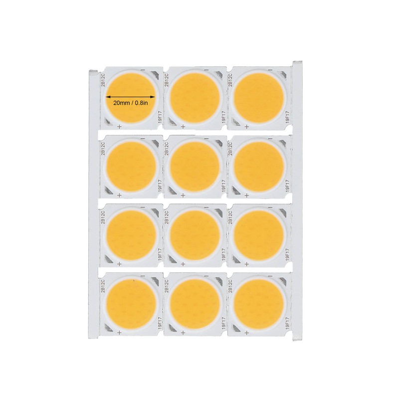 12Pcs COB Light Source High Power Round LED Chip 12W