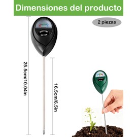 Medidor De Humedad Para Plantas, 2 Piezas, Medidor De Humedad, Para Jardinería, Invernaderos, Plantas Interiores y Exteriores, 33cm x 10cm x 4cm, Color Verde Oscuro y Negro