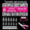 600 Pcs Uñas Postizas Transparentes con Kit 4pzs Manicure y