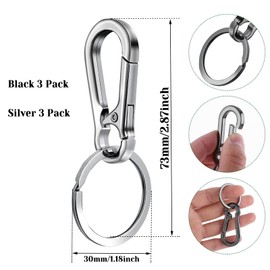 Pack of 6 Carabiner Key Chains, Small Metal Key Ring Carabiner with Carabiner for Hanging in Backpack, Car Keys for Camping, Fishing, Motorhome, Travel