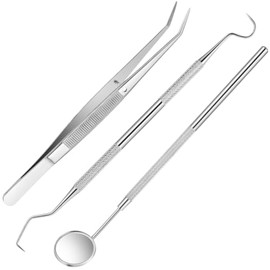 SUPVOX Kit de Herramientas de Limpieza Dental de Acero Inoxidable de 3 Piezas Kit de Higiene de Selección de Dientes Raspador Dental con Kit de Pinzas para Cuidado Oral de La Familia de Dentistas