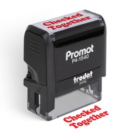 Promot Checked Together - Self-Inking Rubber Teacher Grading Stamp - Red Ink