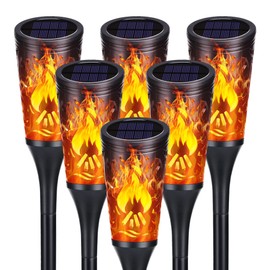 Toodour Solar Lights Outdoor, Solar Torch Lights with Flickering Flame, IP65 Waterproof Yard Landscape Decoration Lighting for Outside Garden Pathway Lawn Patio Decorations (6 Pack)