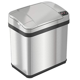 iTouchless 2.5 Gallon Sensor Garbage Can with AbsorbX Odor Filter and Fragrance, 9.5 Liter Touchless Automatic Stainless Steel Trash Bin, Perfect for Bathroom and Office