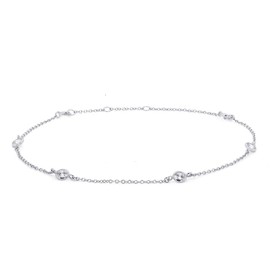 Gift from New York 1.5ct Silver 925 Bazel by the Yard Anklet, One size, Silver Metal, Created Diamond