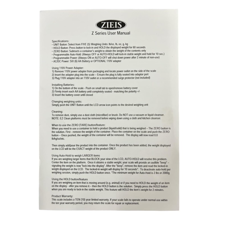 Zieis 75 Lb x 0.50 Oz Programmable Digital Shipping Postal