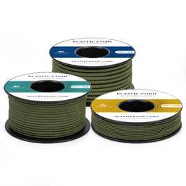 Abma Cord Rubber Cord 3 mm x 20 m Rubber Cord Elastic Cord Round Rubber Cord for Backpack, Party Hats, Jewellery, Crafts, Camping, Tent - Army Green